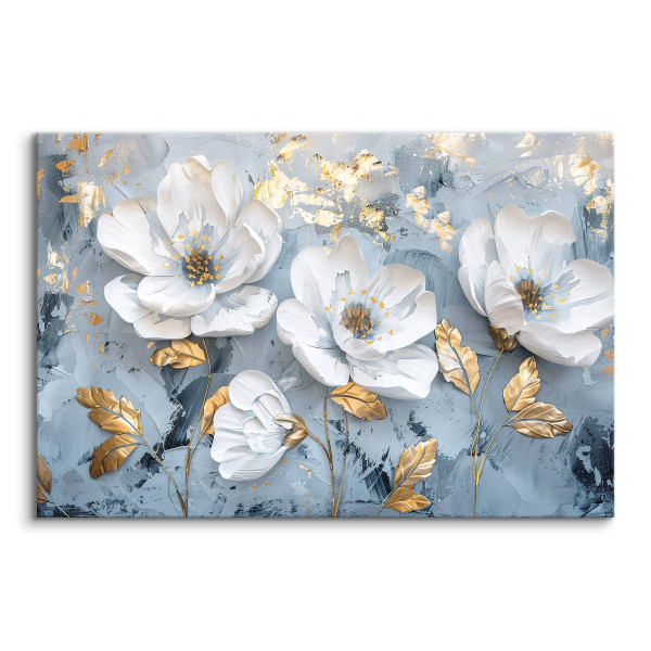 Obraz Akwarelowe Białe Kwiaty Glamour 30x20cm
