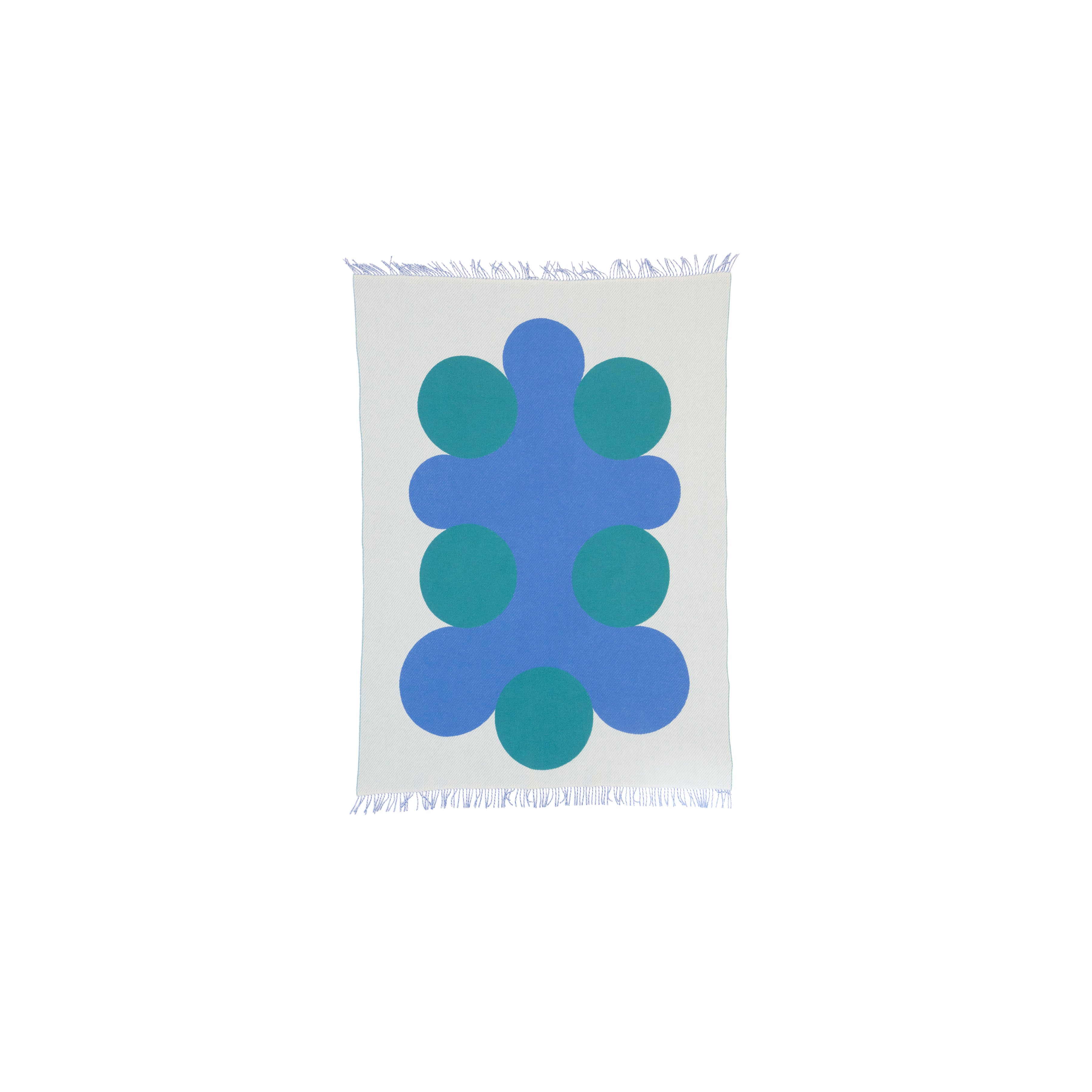 White, Blue and Leaf Throw Blanket - Oversized Retro Flower Motif