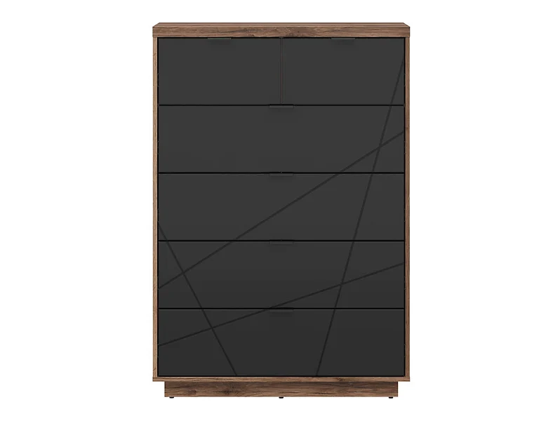 Komoda Forn 90 cm z 6 szufladami dąb delano ciemny/czarny mat