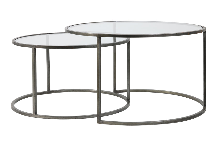 Light & Living salontafel DUARTE - Ø75x44cm - grijs - Set van 2