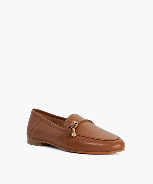 Greya Tan - Leather Charm Detail Loafers