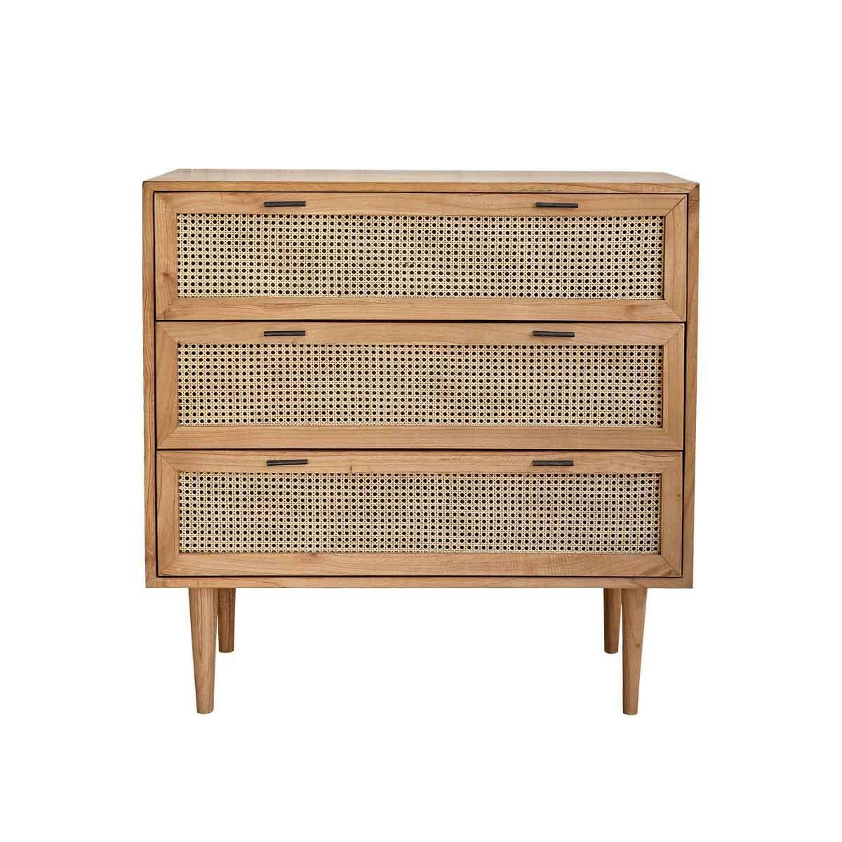 HANA - Commode en mindi massif et cannage 100 cm