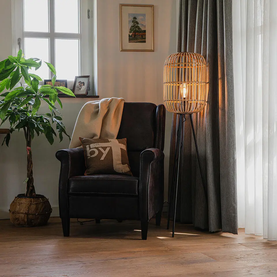 Qazqa tripod lamp manila beige e27