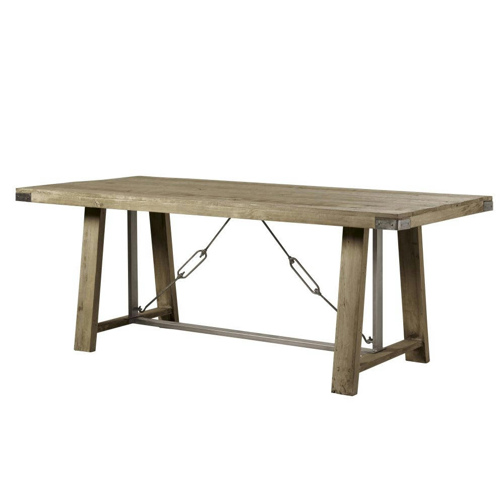 Crafter - Table à manger indus 8/10 personnes en manguier et métal L205