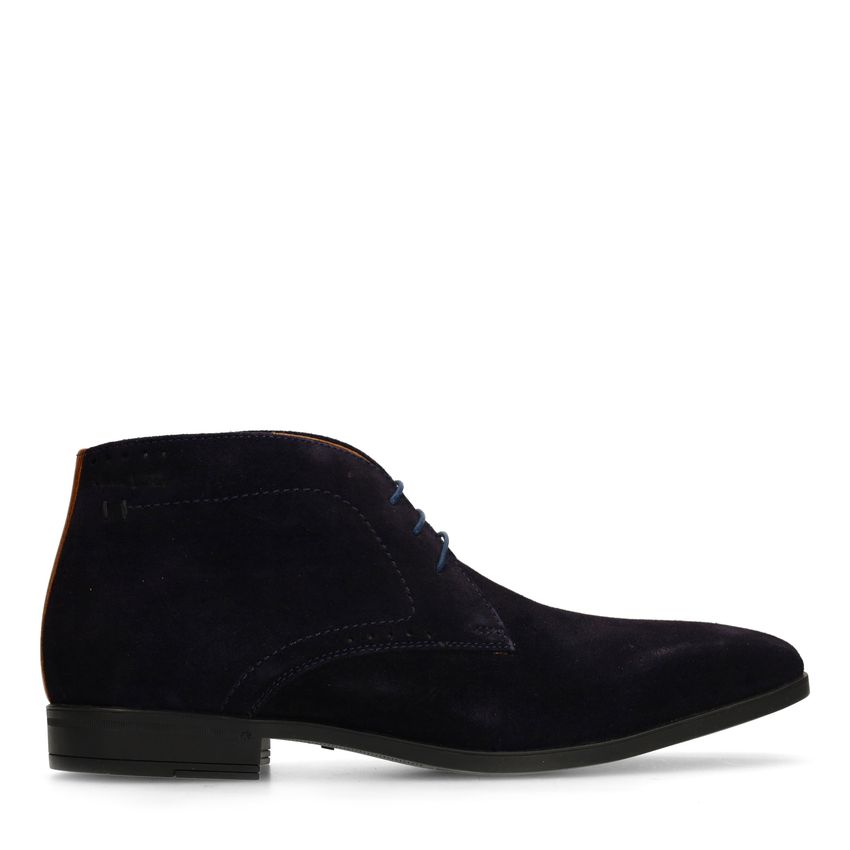 Van Lier Donkerblauwe suède veterschoenen