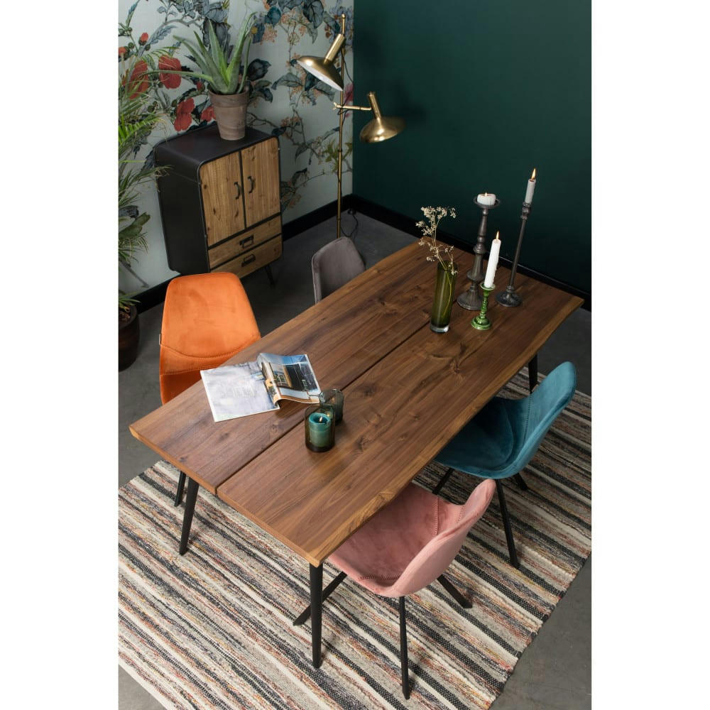 FRANKY - 2 chaises en velours bleu pétrole