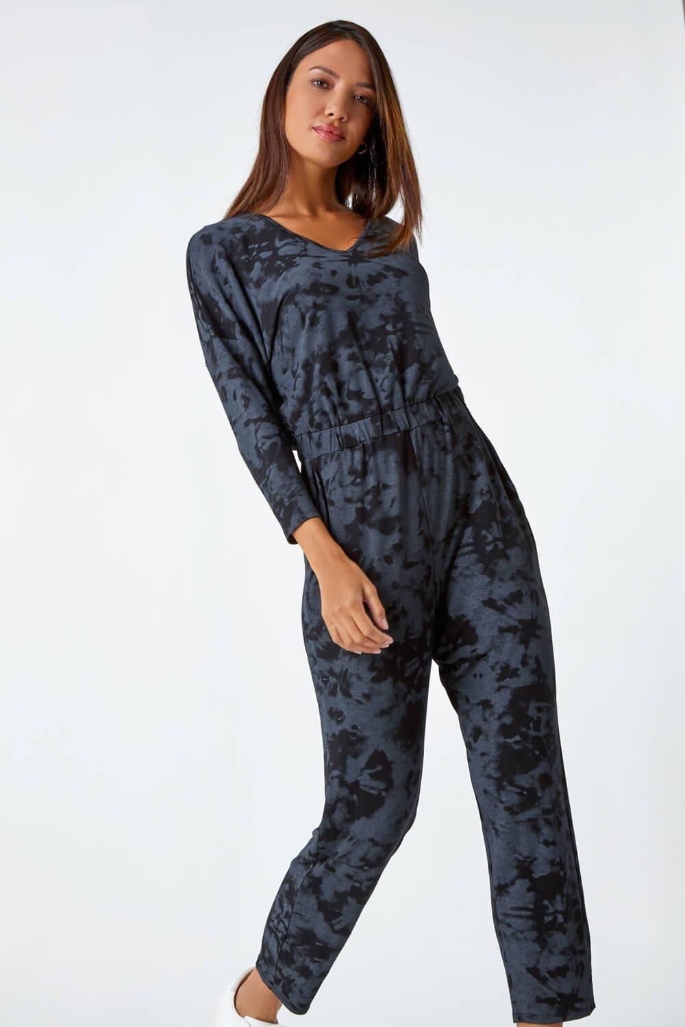 Roman Tie Dye Print Stretch Jumpsuit