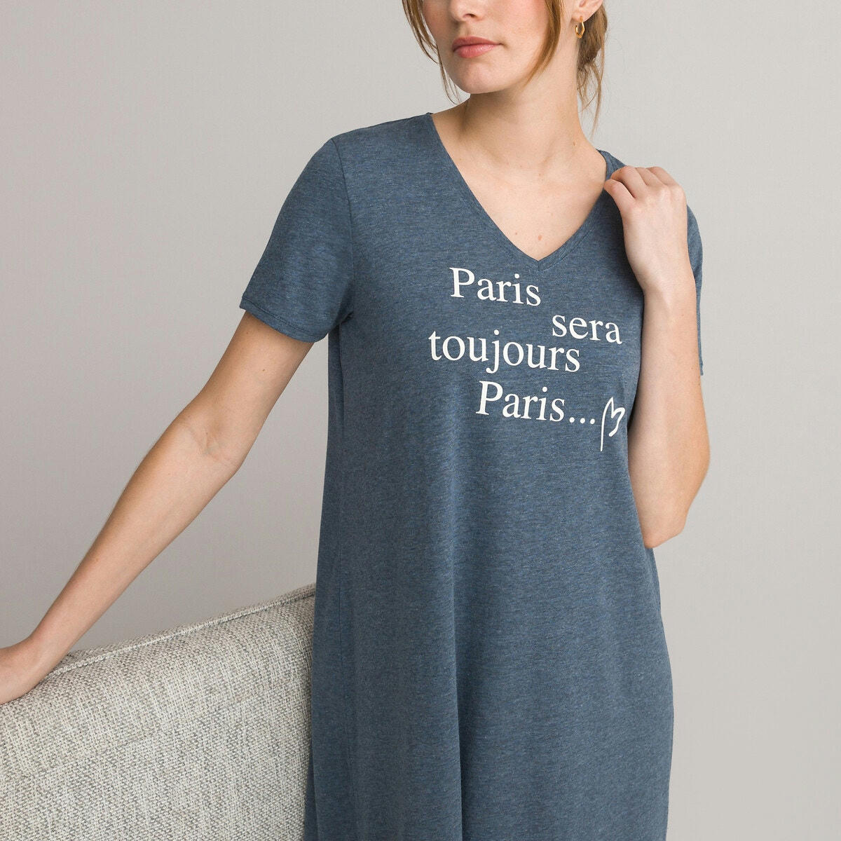 Chemise de nuit en jersey, manches courtes