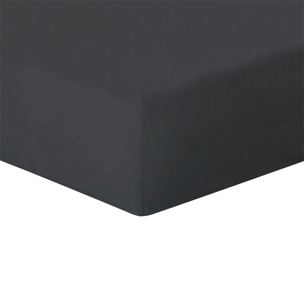 HORTENSE - Drap housse lin lavé  200x200x40 gris ardoise