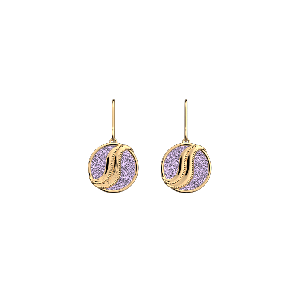 Boucles d'oreilles Drapé, cuirs réversibles Violette Sauvage / Lavande Métallisée