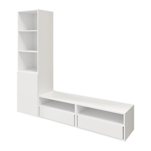 Meuble TV blanc 1 porte 2 tiroirs GoodHome Atomia H. 187,5 x L. 200 x P. 47 cm