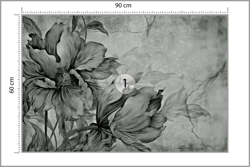 Fototapeta Abstrakcyjne Kwiaty Na Betonie 90x60cm