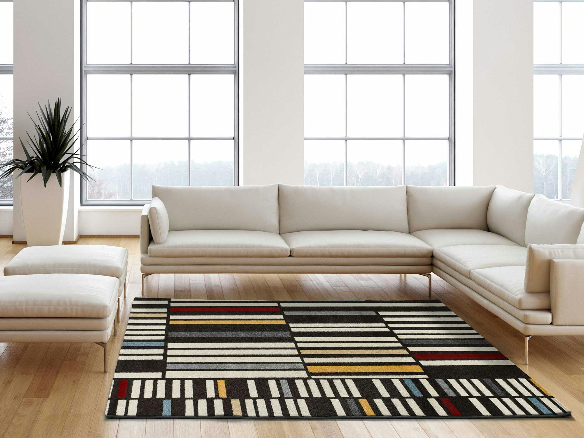 DELTA - Tapis géométrique multicolore, 133X190 cm