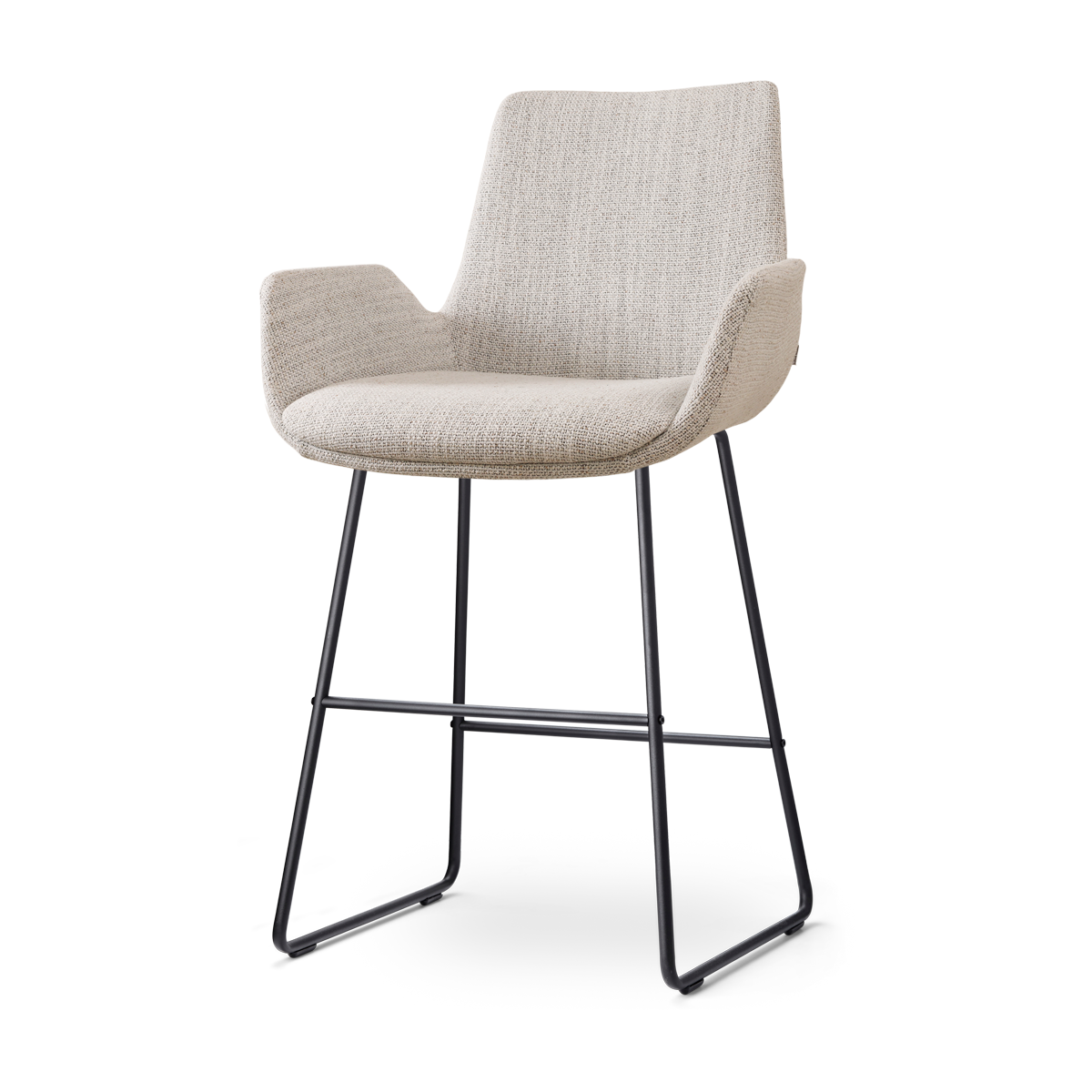 Nolon Nino-Eef Barkruk Beige Gemêleerd - met Armleuning - Zwart - 65 cm