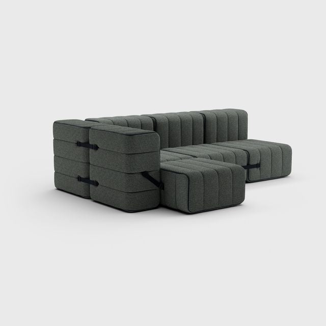 Curt-Set 9 - e.g. Flexibele kleine hoekbank - Sera - Gravel (Grijs)
