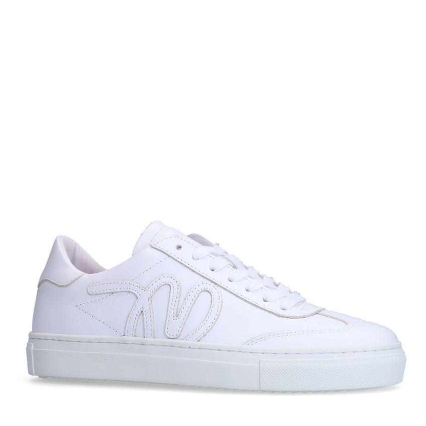Manfield Witte leren sneakers