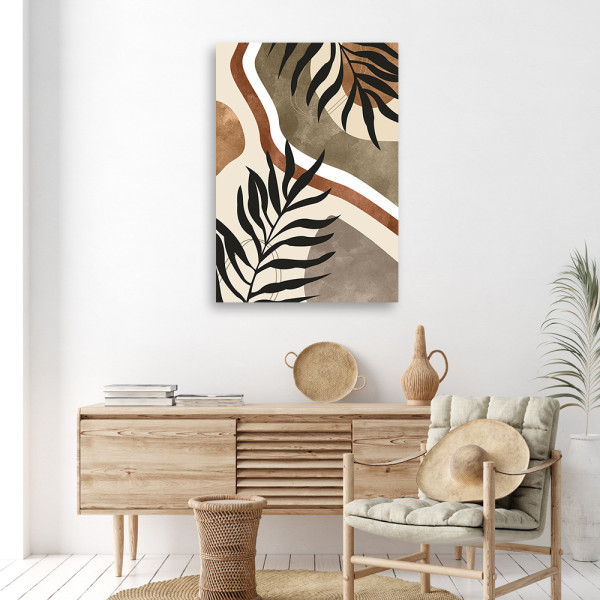 Feeby Obraz na płótnie, Liście i gałązki boho 40x60