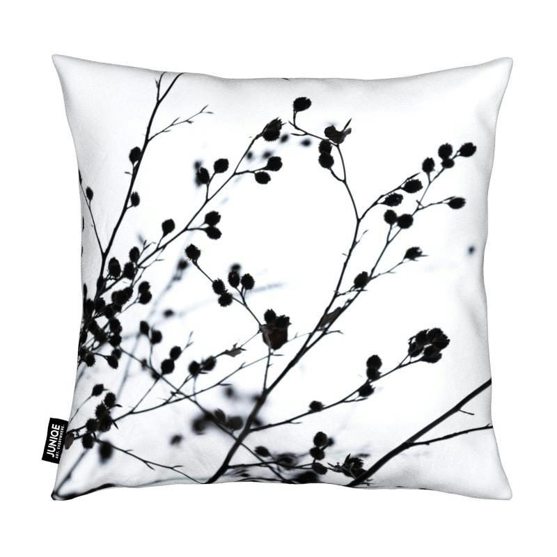 WINTER SILHOUETTES 1 - Coussin en microfibre en blanc & noir 50x50