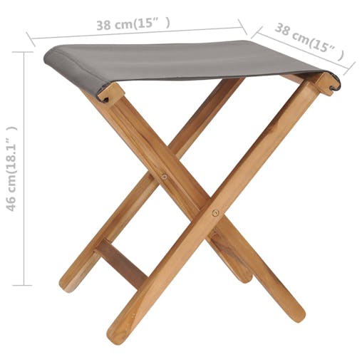 NNEVL Folding Chairs 2 pcs Solid Teak Wood and Fabric Dark Grey