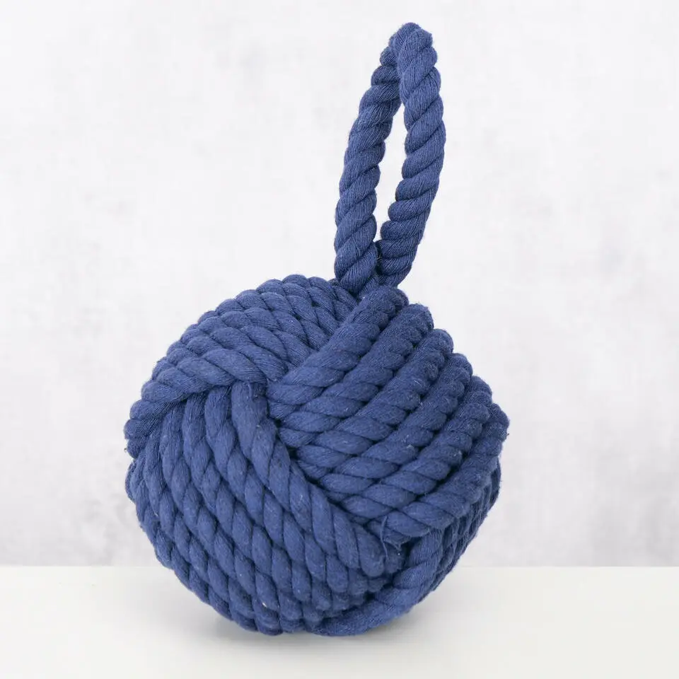 Boltze deurstopper knoop - 1.2 kilo - blauw - jute - 23 x 15 cm