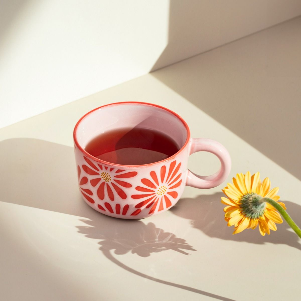 Kubek FABIA niski w różowe kwiaty 0,45 l