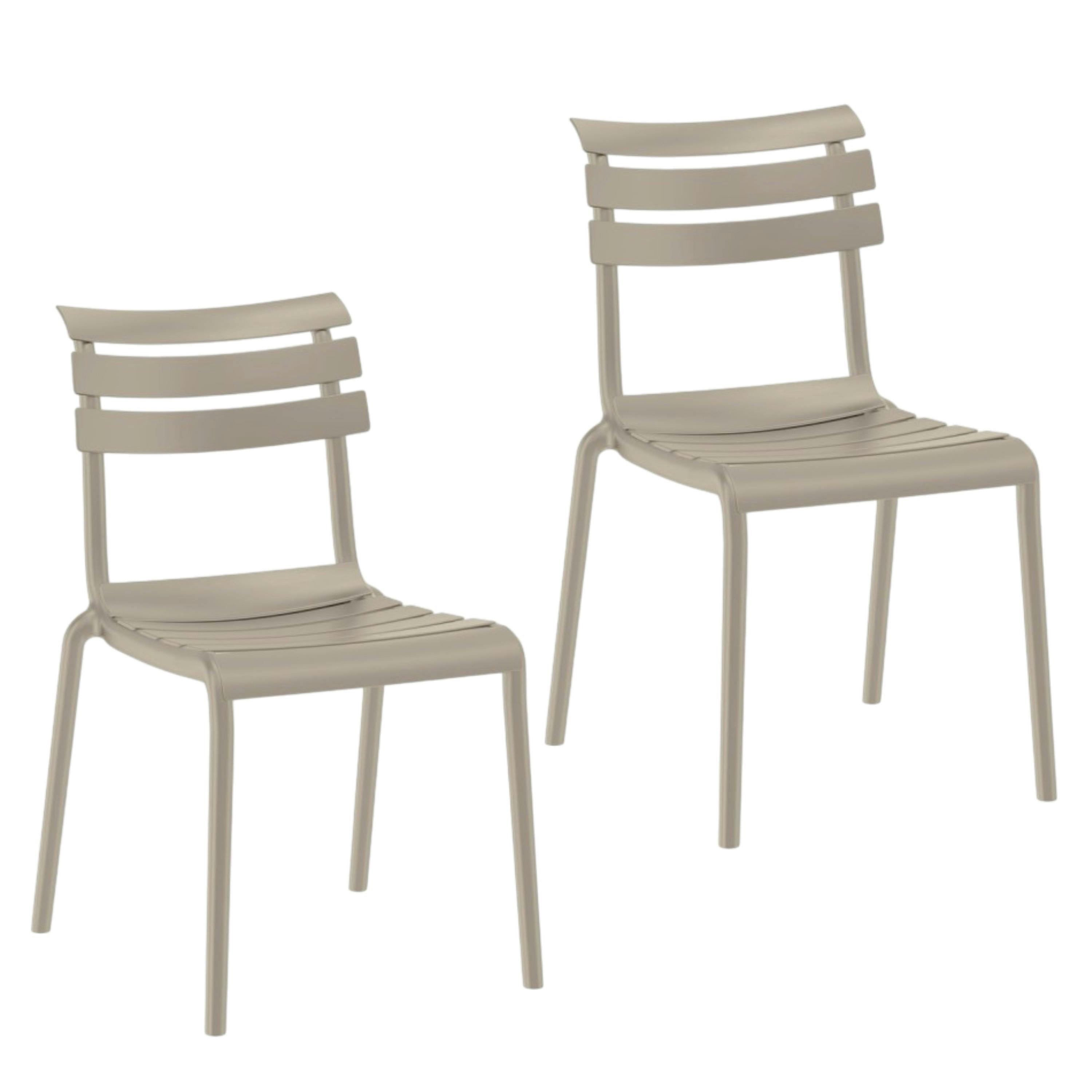 Chaise de jardin en plastique beige (lot de 2) LUGANO