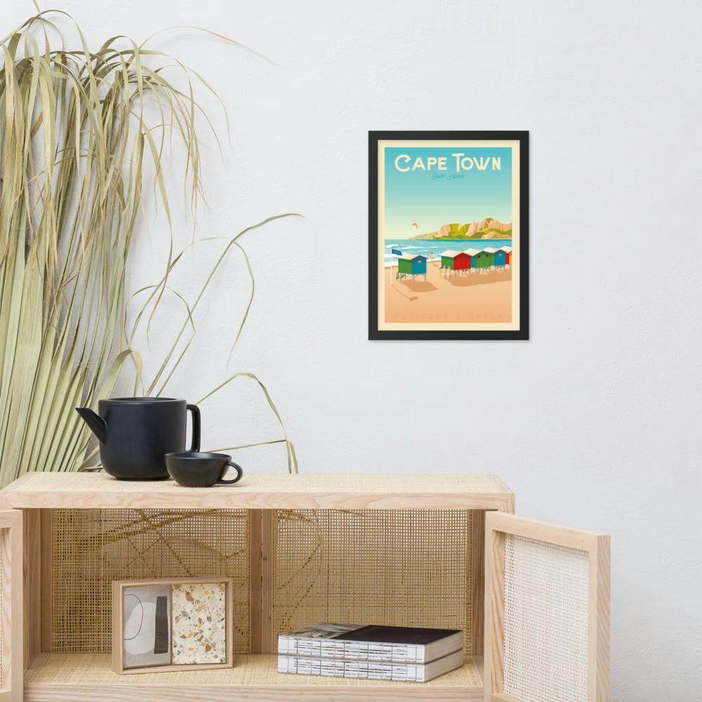 - Affiche Le Cap Afrique du Sud + Cadre Bois noir 21x29,7 cm