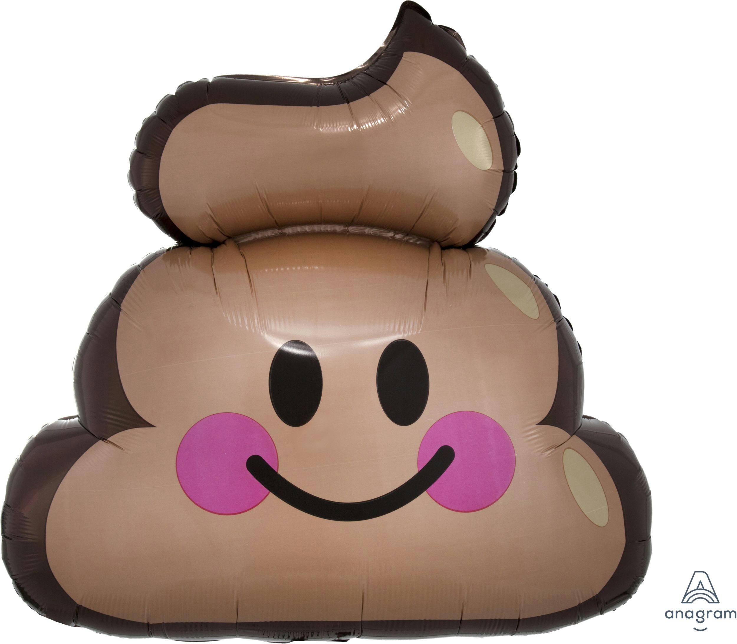 Poop Icon Satin Foil Balloon, Brown, 25-in, Helium Inflation & Ribbon Included for Birthday Party
