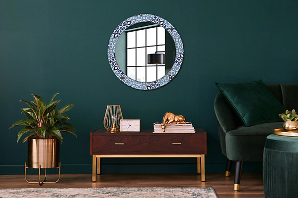Miroir Circulaire avec Cadre Imprimé Décoratif Tulup 70 cm - 56 cm Motif Arabe Bleu