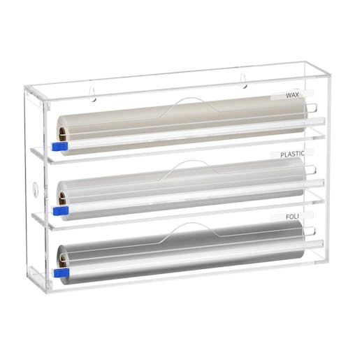 NNEWDS 3 in 1 Acrylic Wrap Dispenser with Cutter and Labels (Clear) GO-WD-103-SYD