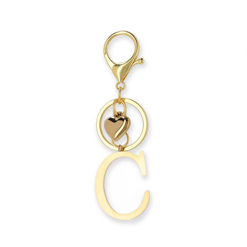 Manfield Goudkleurige bag charm letter C