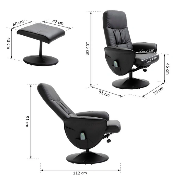 Massagestuhl, Breite: 81 cm, Region: Rücken/Gesäß/Oberschenkel/Unterschenkel