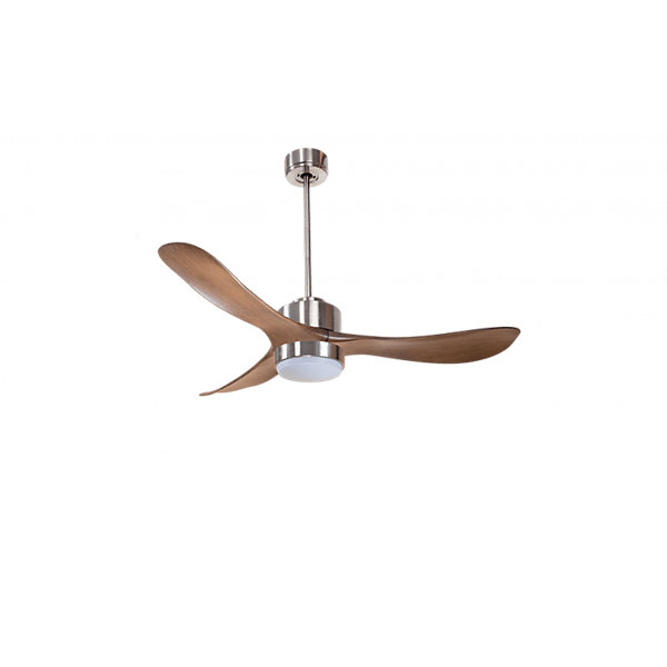 Modulo Regular Exterior - un ventilateur pour extérieur IP44, DC 132 cm Chrome pales abs marron Lumière dimmable 20 à 35 m²
