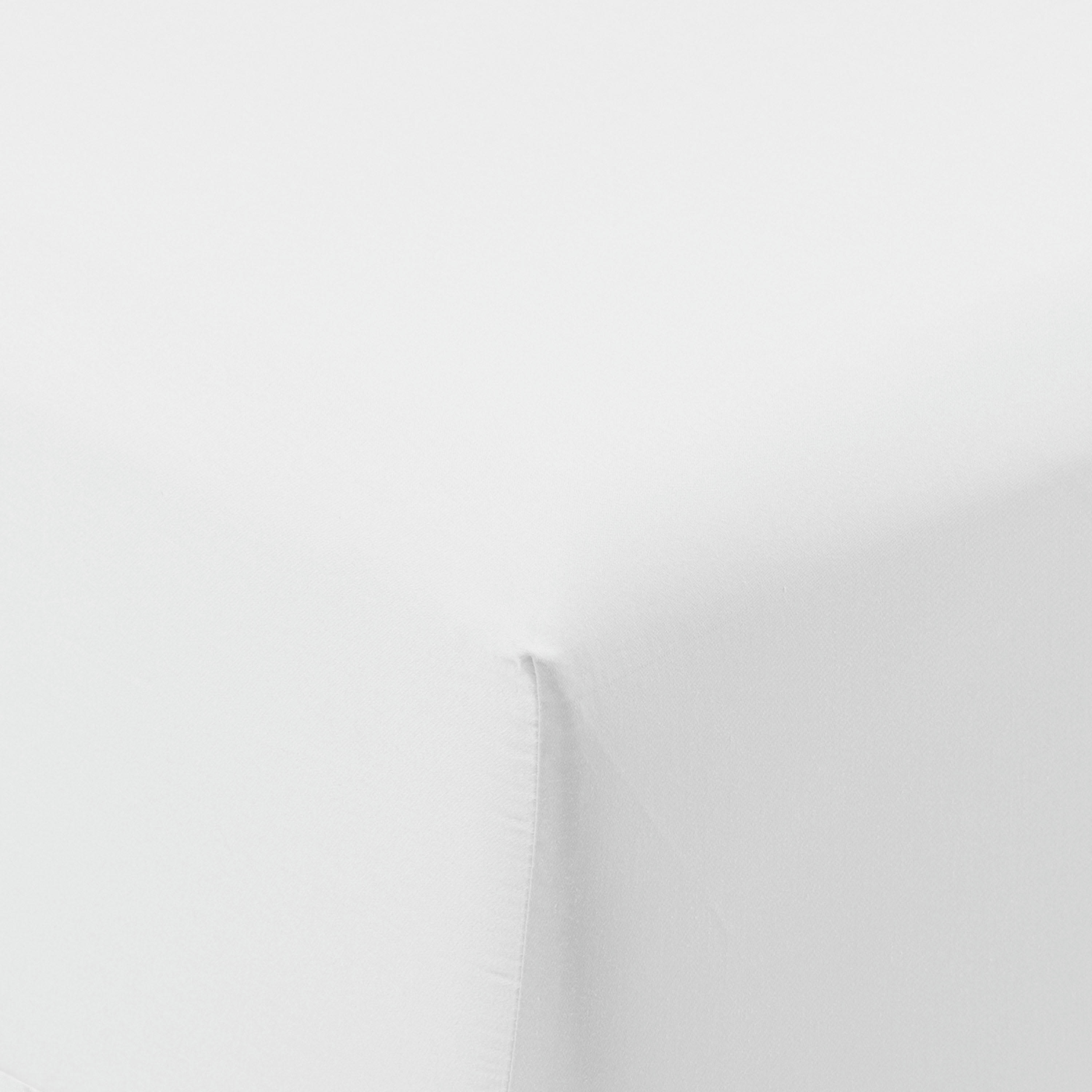 QUARTZ - Drap housse satin de coton lavé bio uni blanc 90 x 200 cm