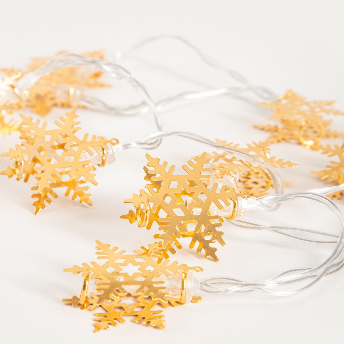 Lampki SNOFLOCK złote śnieżynki 10 LED