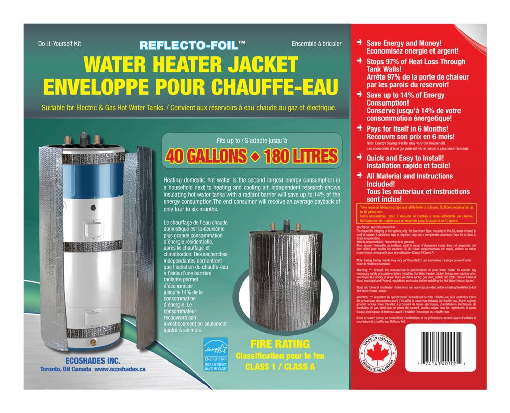 Ecoshades 40-Gal DIY Hot Water Heater Jacket/Blanket, Grey