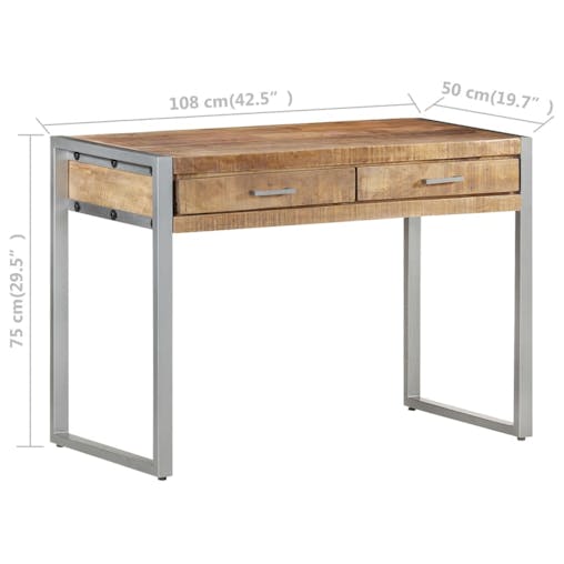 NNEVL Desk 108x50x75 cm Rough Mango Wood