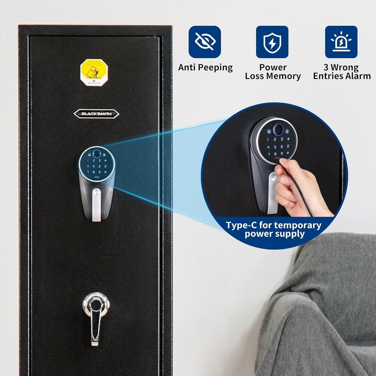 Blacksmith Biometric Fingerprint Gun Safe For 6 Rifles Large Gun Cabinet Home Closet Used