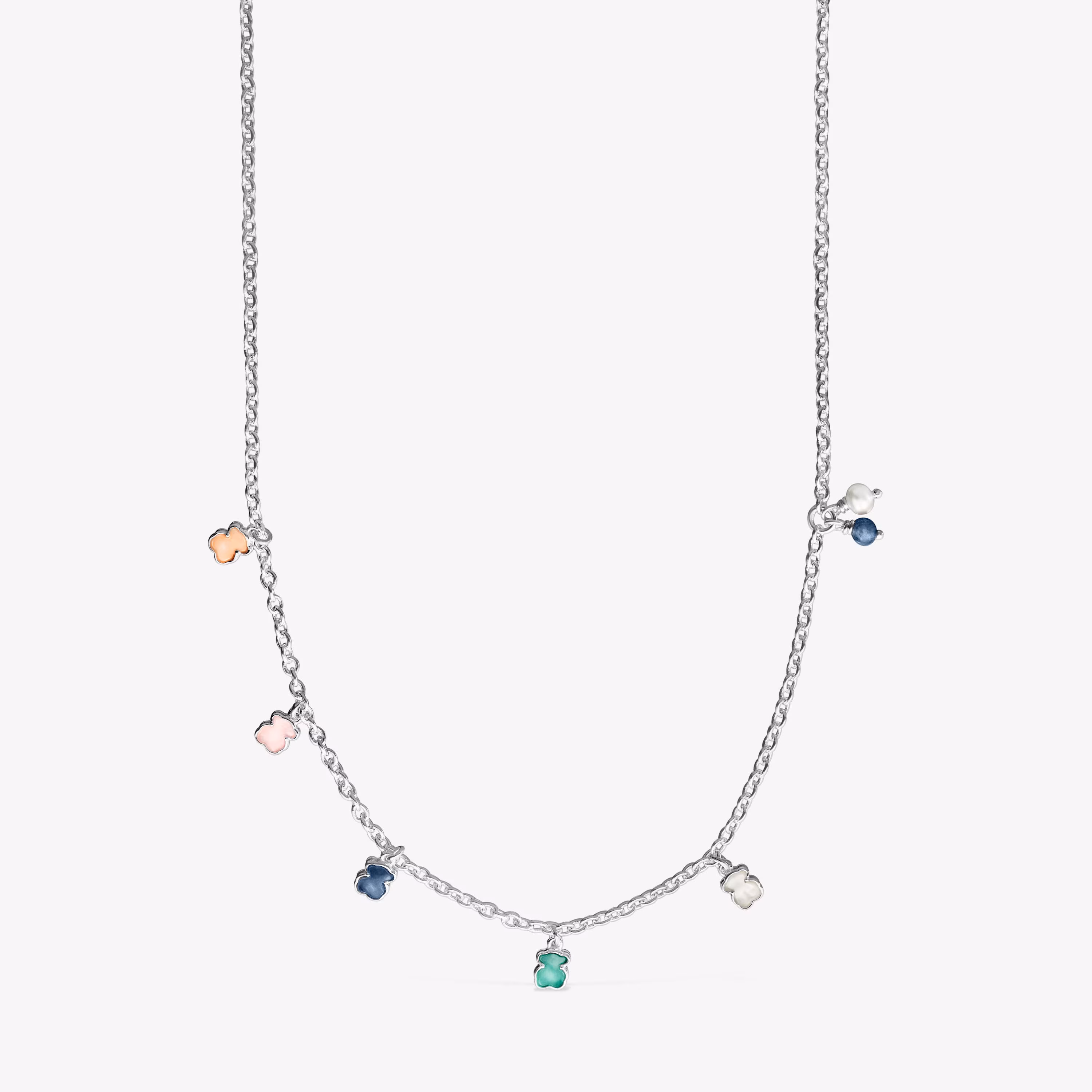 Collar de plata con gemas y perla Mini Color
