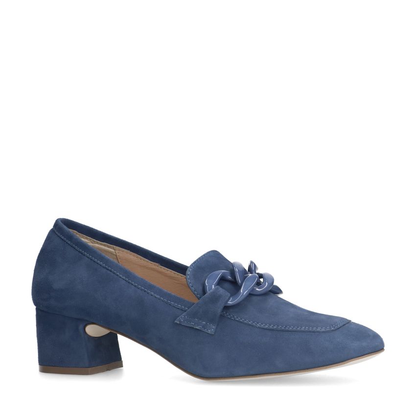 Manfield Blauwe suède pumps