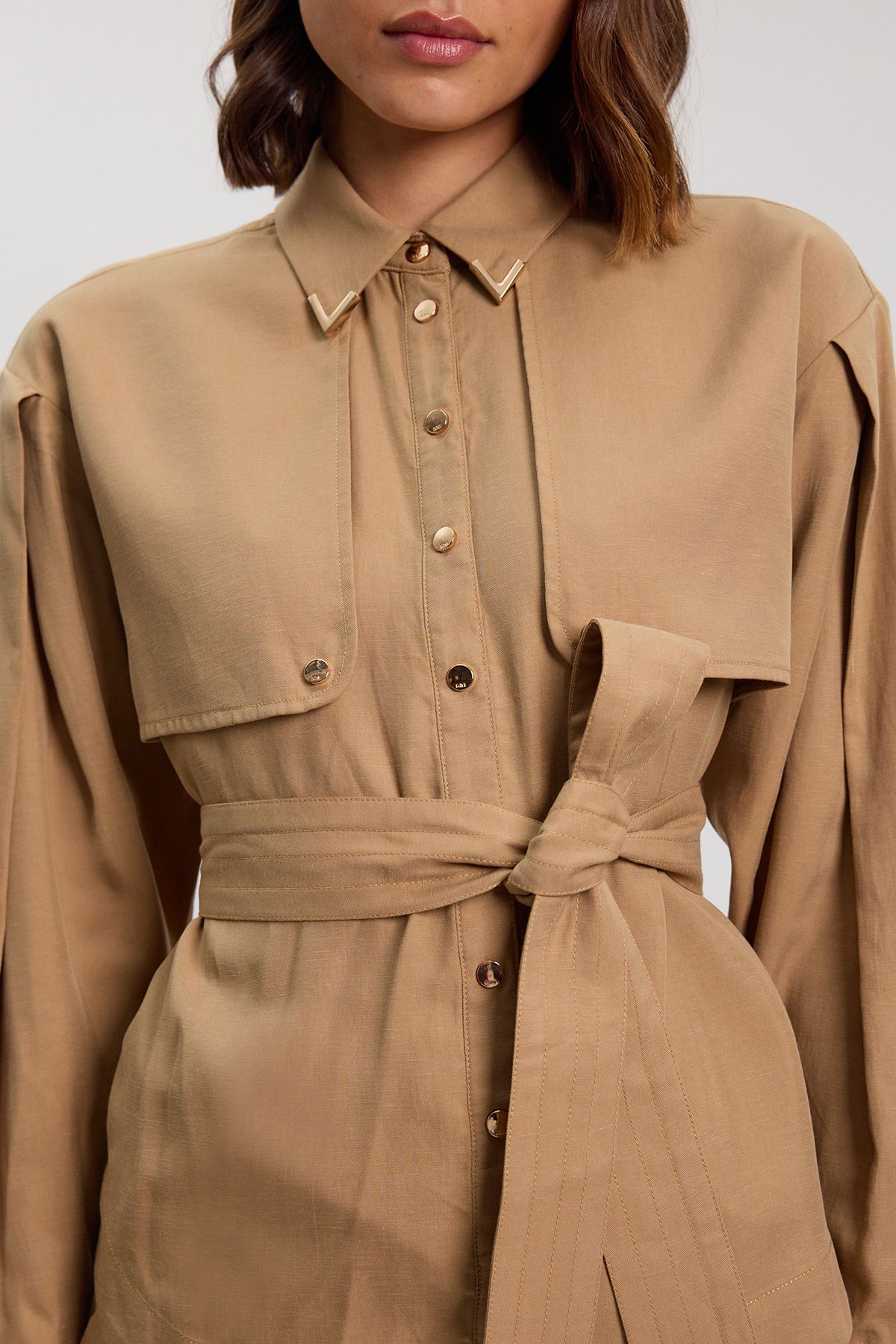 KarenMillen Cupro Utility Twill Woven Shirt