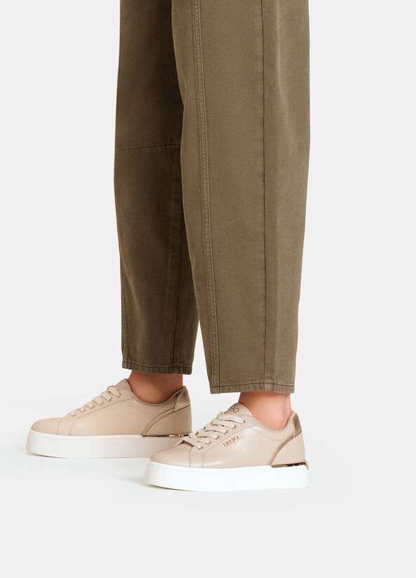 Sneakers platform in pelle