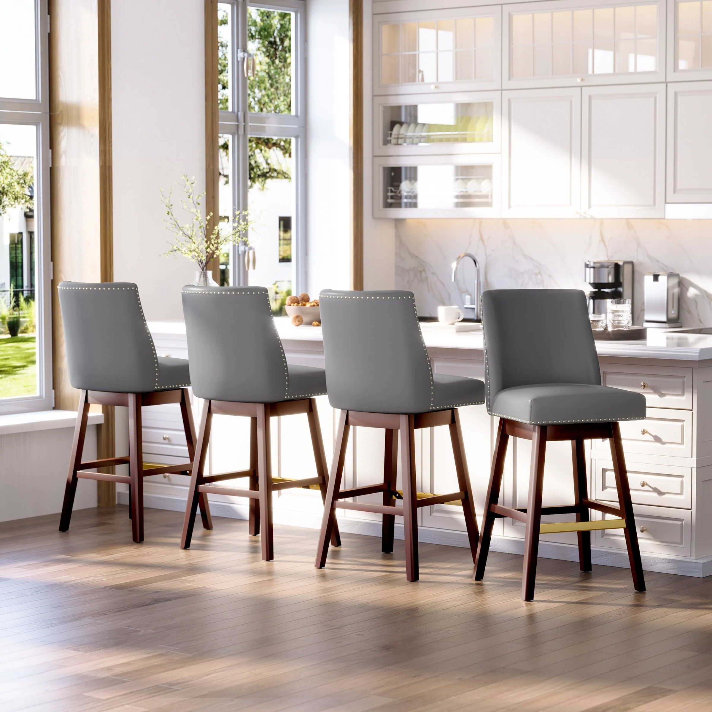 Crestlive Bar Stools Swivel Barstool with Back