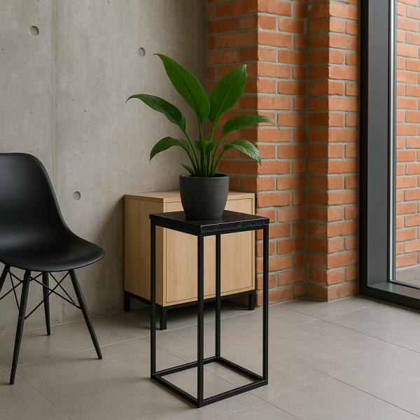 Kwietnik Metalowy z Marmurem Nero Marquina VASO 11