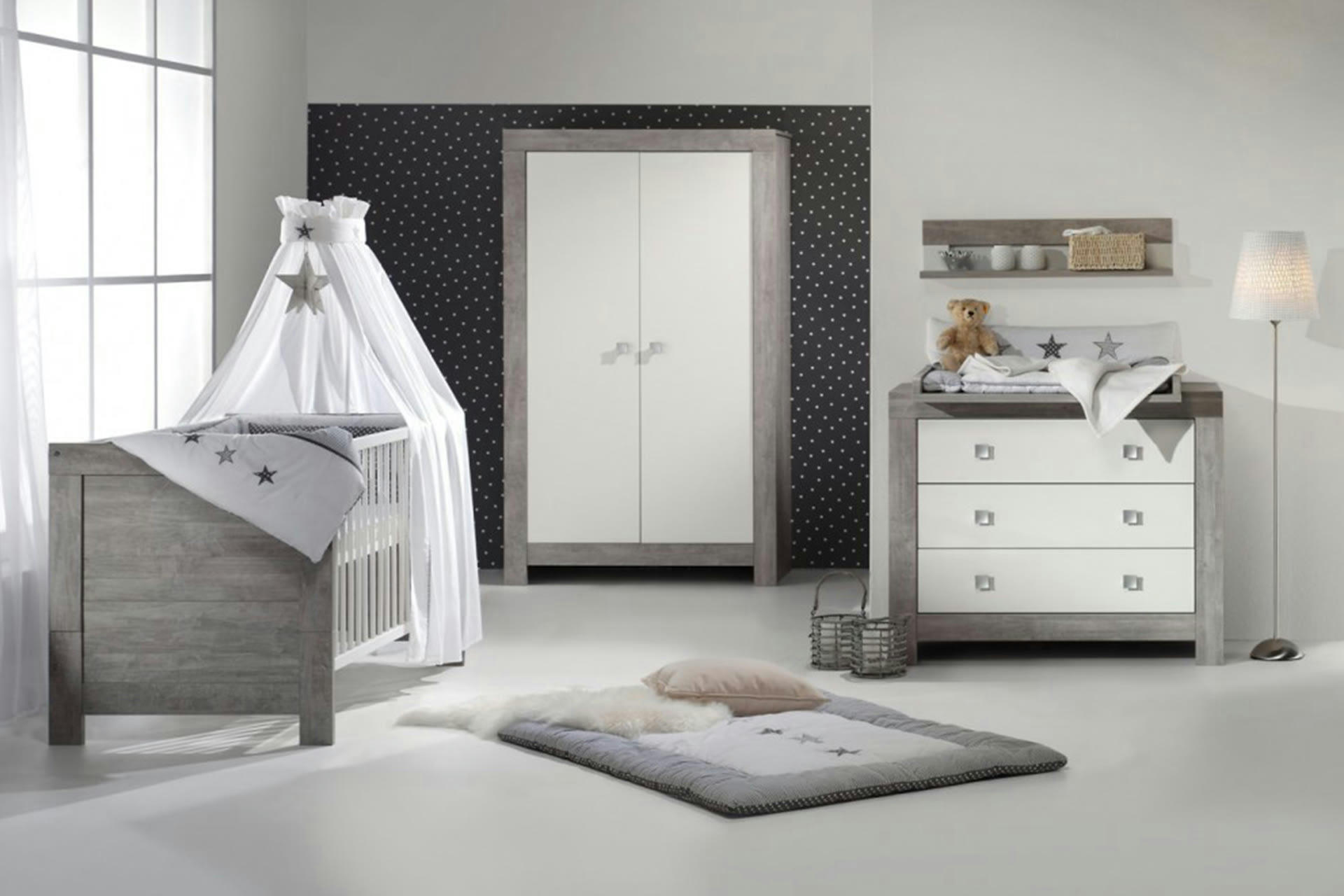 NORDIC DRIFTWOOD - Armoire enfant 2 portes gris et blanc