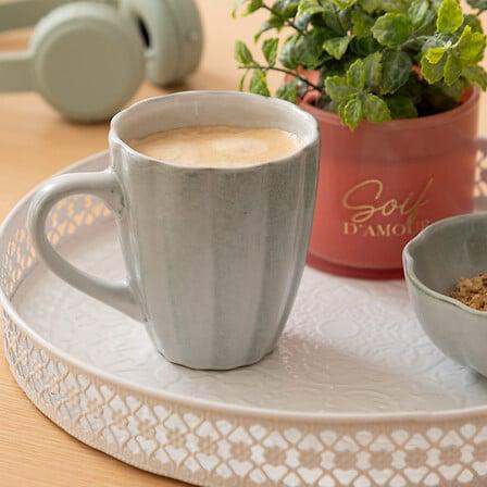 Kubek Aude 370 ml ceramiczny jasny zielony frezowany