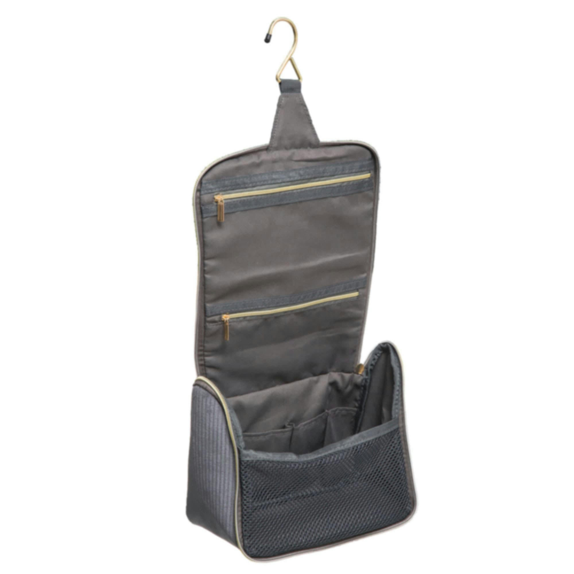 - Trousse de toilette vanity en velours côtelé gris