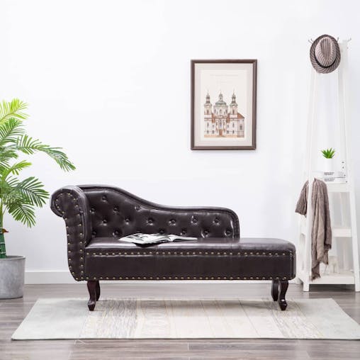 NNEVL Chaise Longue Dark Brown Faux Leather
