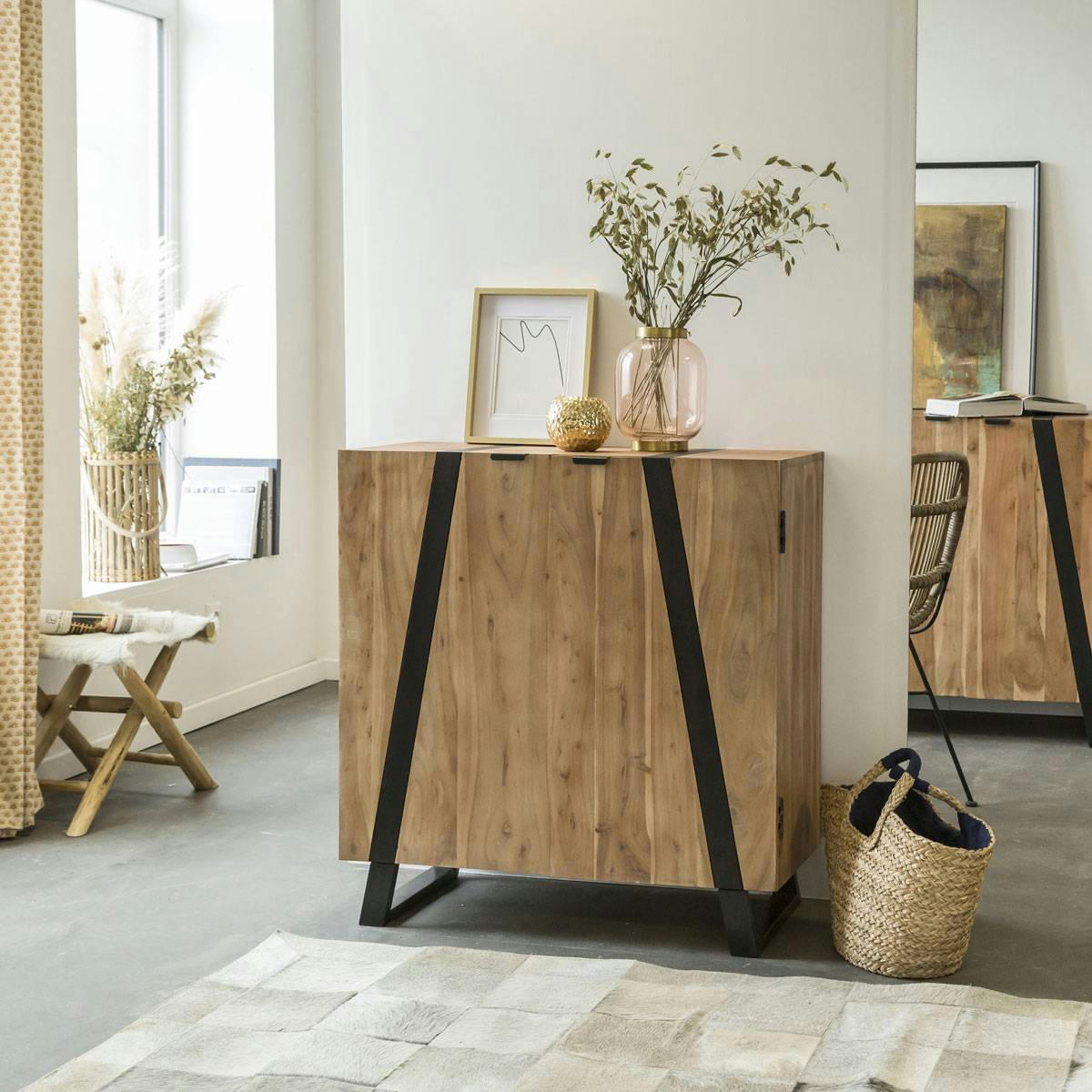 CELESTINE - Buffet en bois marron 85 cm