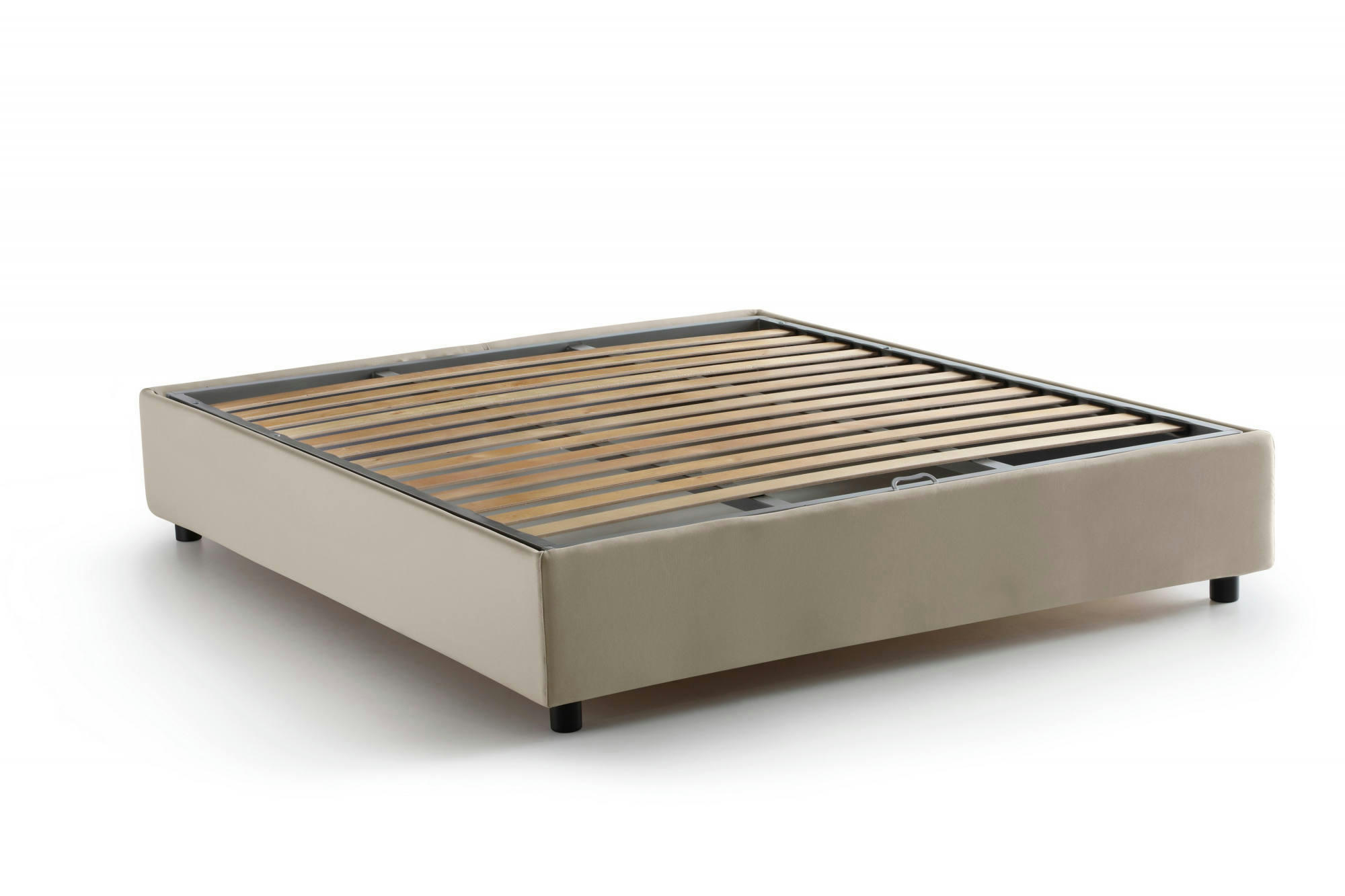 DAAJJ - Lit coffre 140x190 cm en tissu crème